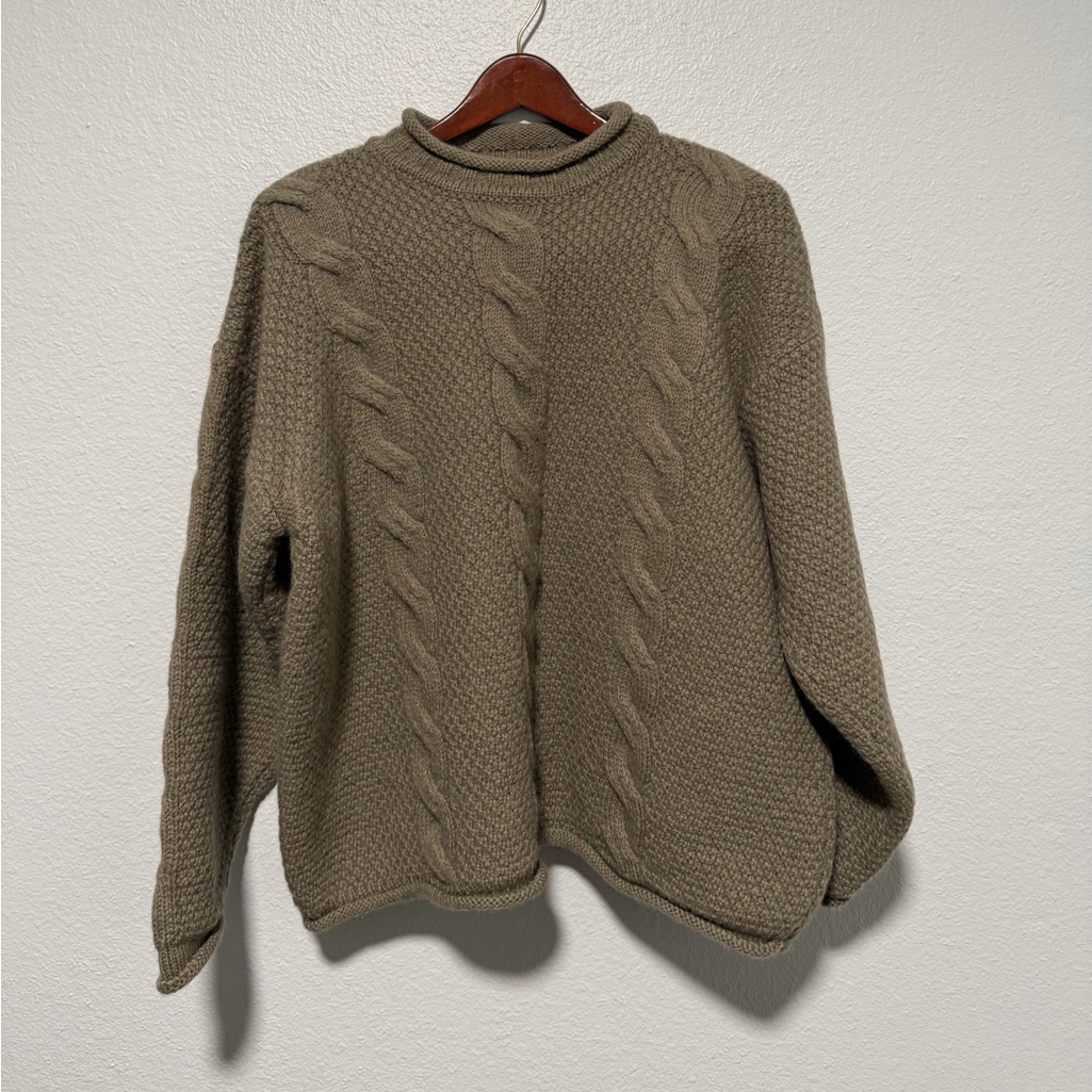 Vintage Made In Ireland Roll Neck Fisherman Sweater Size Xl